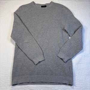 Zara Sweater Womens Medium Gray Ribbed Knit Crewneck Long Sleeve‎ Pullover